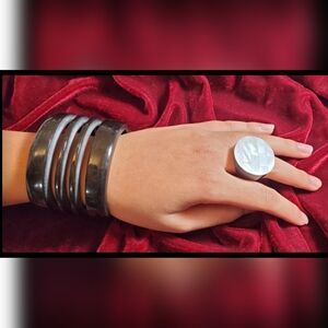 Vtg. Brown Cuff Bracelet and Ring set